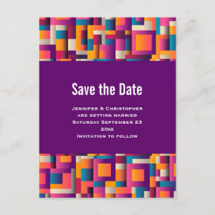 Farbige Abstrakte Quadrate und Formen Save the Dat Einladungspostkarte