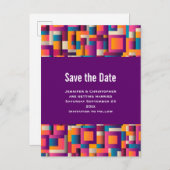 Farbige Abstrakte Quadrate und Formen Save the Dat Einladungspostkarte (Vorne/Hinten)