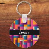 Farbige Abstrakte Quadrate und Formen Schlüsselanhänger (Vorderseite)