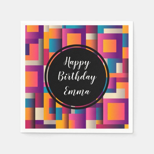 Farbige Abstrakte Quadrate und Formen Serviette (Vorderseite)