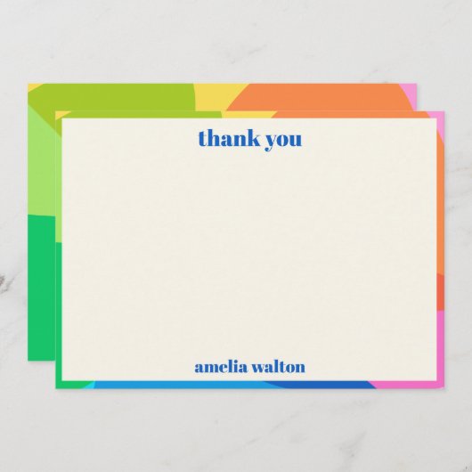 Farbige Abstrakte Rainbow Custom Graduation Party Dankeskarte (Vorne/Hinten)