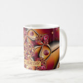 Farbige Abstrakte Red Orange Fantasy Fraktal Text Kaffeetasse (VorderseiteRechts)