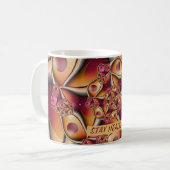 Farbige Abstrakte Red Orange Fantasy Fraktal Text Kaffeetasse (Vorderseite Links)