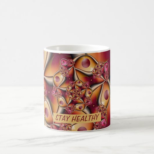 Farbige Abstrakte Red Orange Fantasy Fraktal Text Kaffeetasse (Mittel)