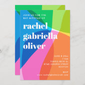 Farbige abstrakte Regenbogen-Foto-Bat-Mizwa-Party Einladung (Vorne/Hinten)