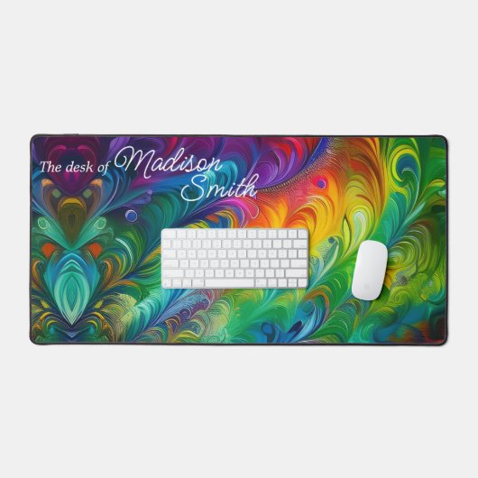 Farbige Abstrakte Regenbogen-Wirbel Schreibtischunterlage (Tastatur & Maus)