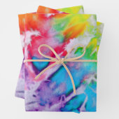 Farbige Abstrakte Regenbogenfarben Coole Gefärbte  Geschenkpapier Set (Beispiel)