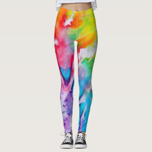 Farbige Abstrakte Regenbogenfarben Gefärbte Krawa Leggings