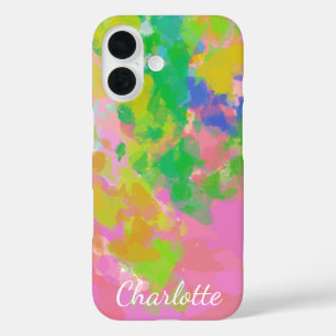 Farbige Abstrakte Regenbogenmalerei Personalisiert iPhone 16 Hülle