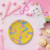 Farbige Abstrakte Retro Paint Spatter Pappteller (Party)