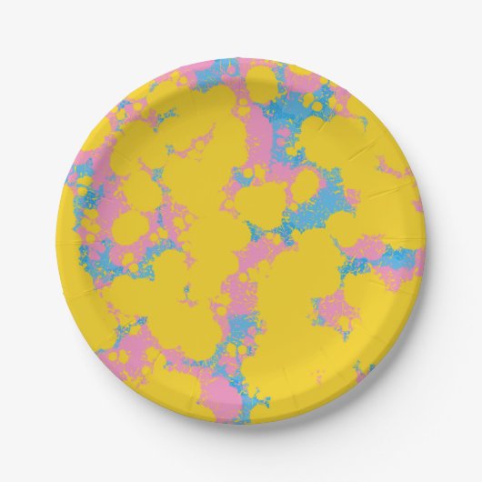 Farbige Abstrakte Retro Paint Spatter Pappteller (Vorderseite)