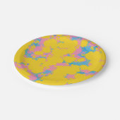 Farbige Abstrakte Retro Paint Spatter Pappteller (Schrägansicht)