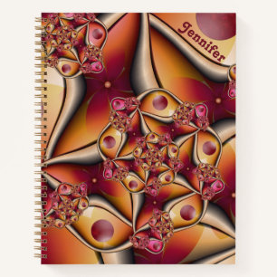 Farbige abstrakte rote orange Fantasy-Fraktal-Name Notizblock