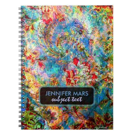 Farbige Abstrakte rustikale Blumenmuster Notizblock (Vorderseite)