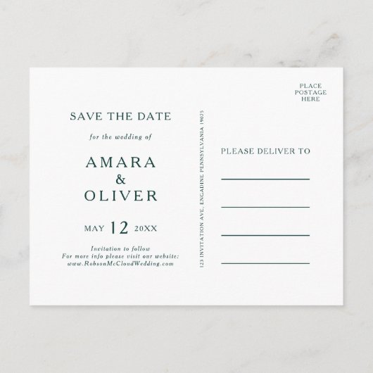 Farbige Abstrakte Save the Date Postkarte (Rückseite)