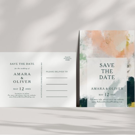 Farbige Abstrakte Save the Date Postkarte
