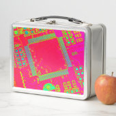 Farbige abstrakte Schaltkreise Metall Brotdose (Beispiel)