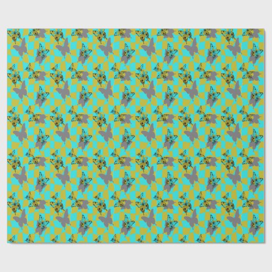 Farbige abstrakte Schmetterlinge Geschenkpapier (Flach)