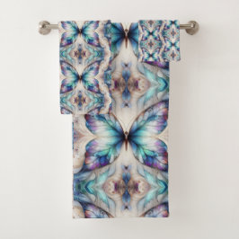 Farbige abstrakte Schmetterlingskonstruktion Badhandtuch Set