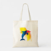Farbige Abstrakte Spray Paint Dolphin Silhouette Tragetasche (Rückseite)
