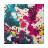 Farbige Abstrakte Spritzer Paint Aquamarin und Mag Fliese (Vorderseite)