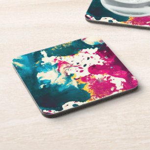 Farbige Abstrakte Spritzer Paint Aquamarin und Mag Getränkeuntersetzer