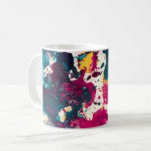 Farbige Abstrakte Spritzer Paint Aquamarin und Mag Kaffeetasse