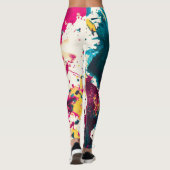 Farbige Abstrakte Spritzer Paint Aquamarin und Mag Leggings (Rückseite)