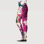 Farbige Abstrakte Spritzer Paint Aquamarin und Mag Leggings (Links)