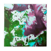 Farbige Abstrakte Spritzer Paint Green und Lila Fliese (Vorderseite)