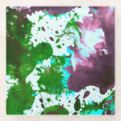 Farbige Abstrakte Spritzer Paint Green und Lila Glasuntersetzer (Vorderseite)