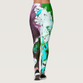 Farbige Abstrakte Spritzer Paint Green und Lila Leggings (Rückseite)