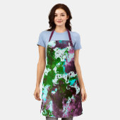 Farbige Abstrakte Spritzer Paint Green und Lila Schürze (Getragen)