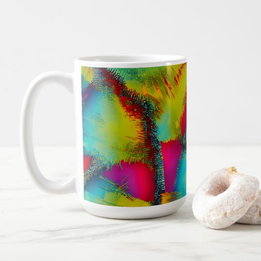 Farbige abstrakte Stichmuster Kaffeetasse (Mit Donut)