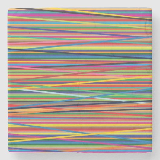 Farbige abstrakte Streifen Steinuntersetzer (Vorderseite)