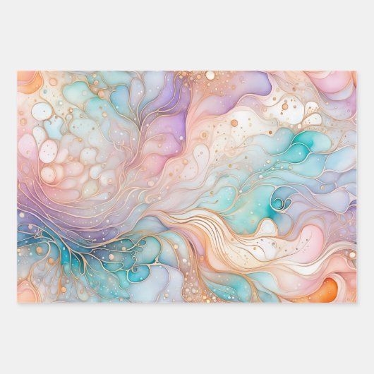 Farbige Abstrakte Tinte Art Wrapping Paper Sheets Geschenkpapier Set (Vorderseite)