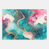 Farbige Abstrakte Tinte Art Wrapping Paper Sheets Geschenkpapier Set (Vorderseite 3)