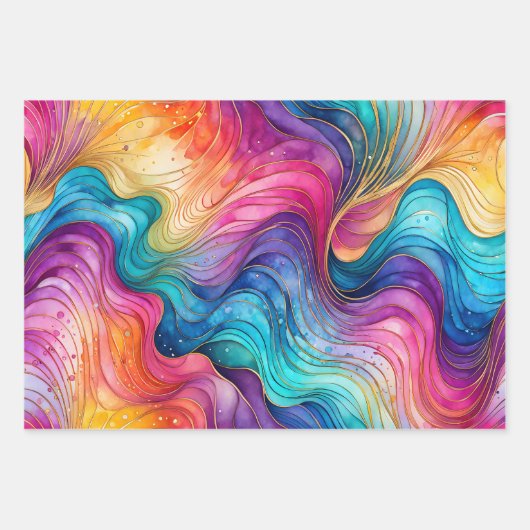 Farbige Abstrakte Tinte Art Wrapping Paper Sheets Geschenkpapier Set (Vorderseite)
