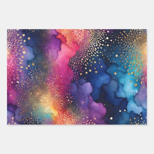 Farbige Abstrakte Tinte Art Wrapping Paper Sheets Geschenkpapier Set (Vorderseite)