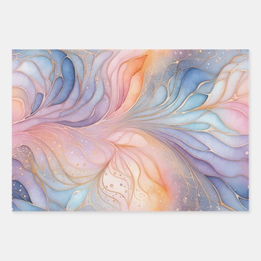 Farbige Abstrakte Tinte Art Wrapping Paper Sheets Geschenkpapier Set (Vorderseite)