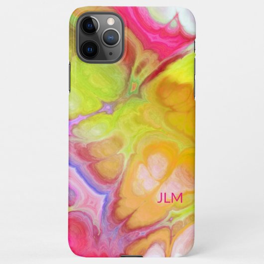 Farbige Abstrakte Tinte mit Ihrer Monogramm iPhone Hülle (Rückseite)