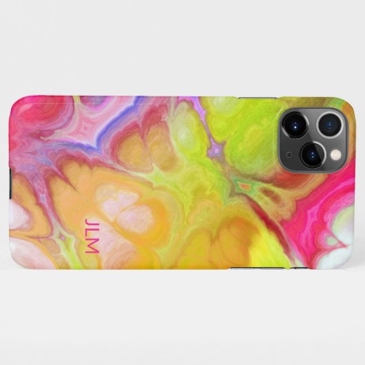 Farbige Abstrakte Tinte mit Ihrer Monogramm iPhone Hülle (Rückseite (Horizontal))