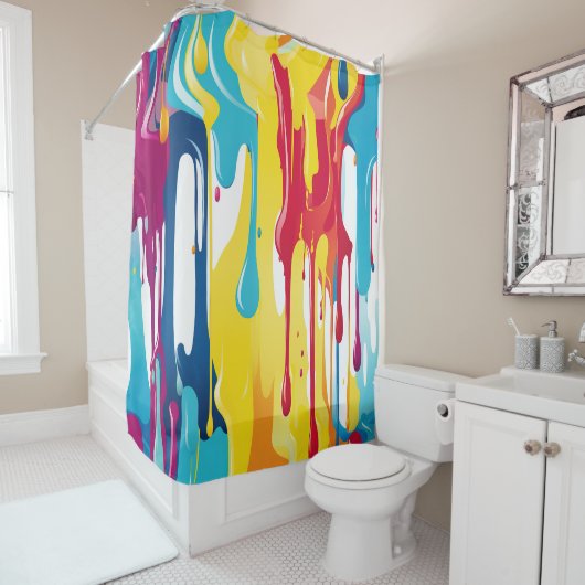 Farbige Abstrakte Tropfen (3) Duschvorhang (Beispiel)