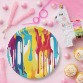 Farbige Abstrakte Tropfen (3) Pappteller (Party)