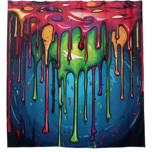 Farbige Abstrakte Tropfen (6) Duschvorhang (Vorderseite)