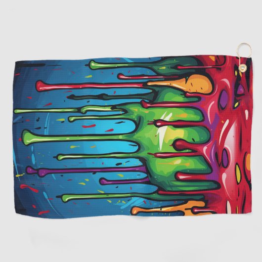 Farbige Abstrakte Tropfen (6) Golfhandtuch (Horizontal)