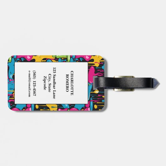 Farbige Abstrakte Tropfen (7) Gepäckanhänger (Rückseite horizontal)