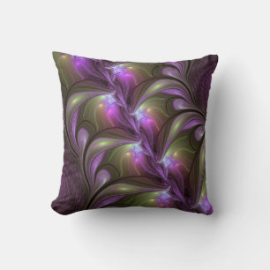 Farbige abstrakte violette lila Khaki-Fraktalkunst Kissen