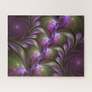 Farbige abstrakte violette lila Khaki-Fraktalkunst Puzzle