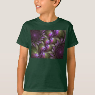 Farbige abstrakte violette lila Khaki-Fraktalkunst T-Shirt